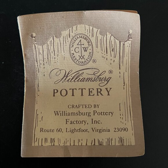 Williamsburg Pottery Salt Glaze Pottery Ruffled Rim Vase w/ Cobalt Blue Flower - Picture 11 of 13